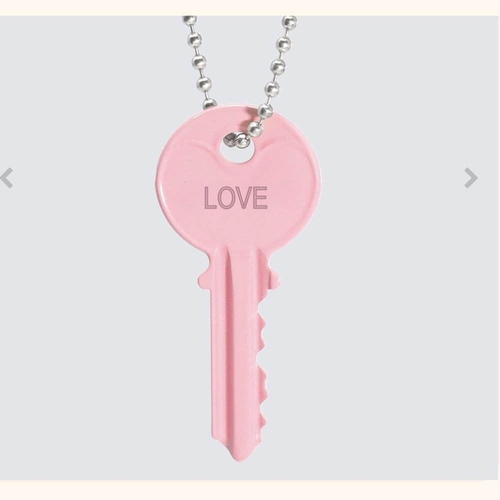 The Giving Keys Pink Love Pendant Necklace with Silver Ball Chain